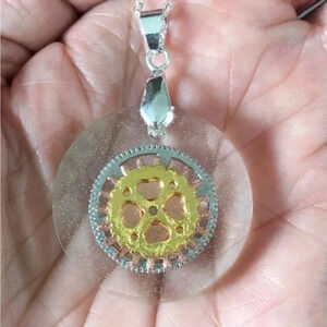 Handmade Real Steampunk Gears Circle Resin Silver Gold Necklace New
